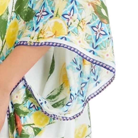 Vince Camuto lemon tile printed topper, coverup, One Size, Beach Pool Resort - Picture 5 of 14